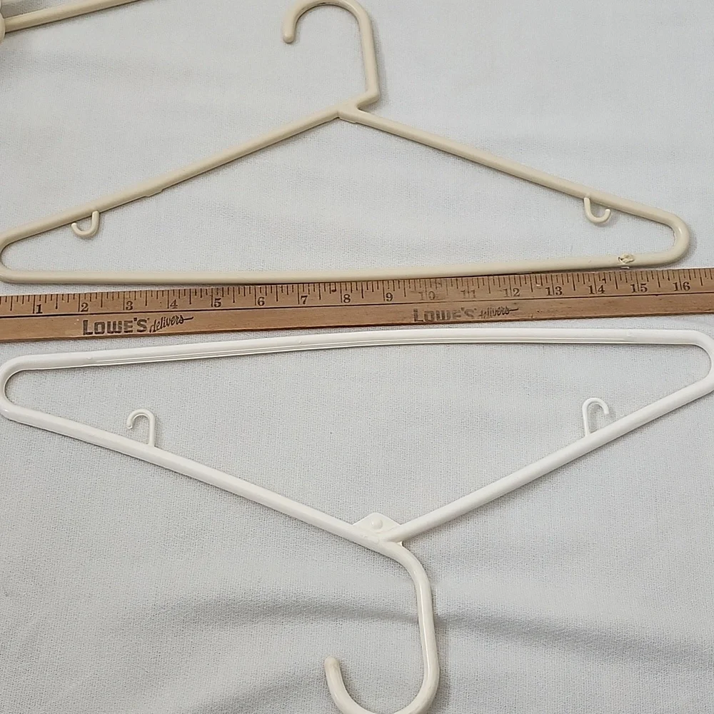 Set of 40 White and Cream Plastic Hangers